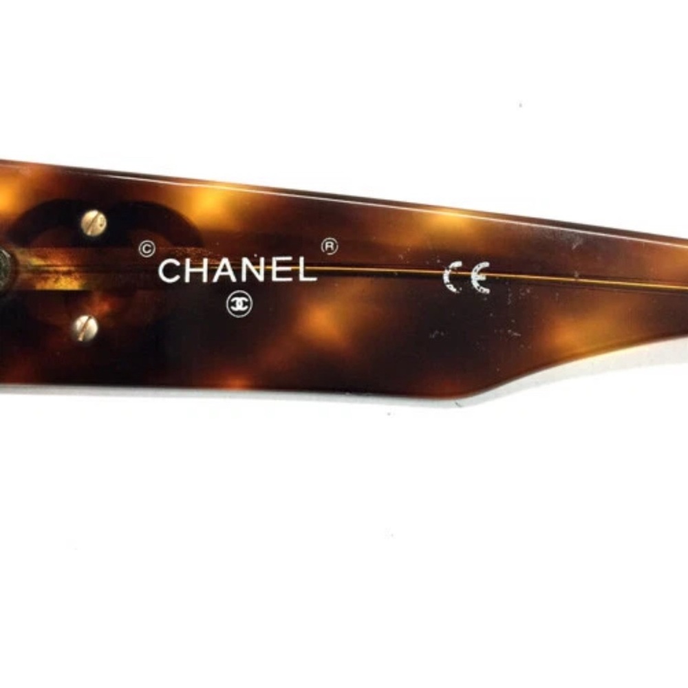 Auth CHANEL Havana Gold Tortoise Shell Sunglasses Gold CC Oval Cat eye 04152 - Picture 4 of 8